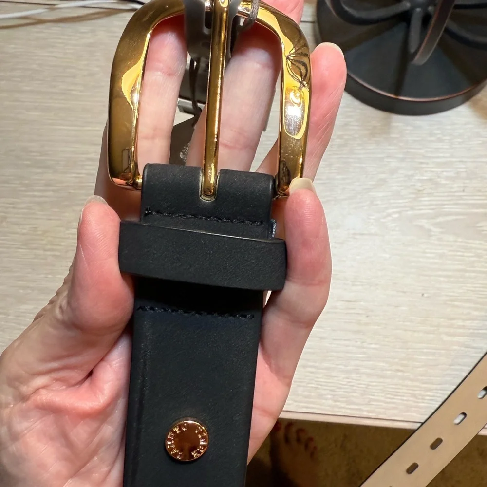 Vince Camuto Black Belt with Gold Buckle - Picture 4 of 5